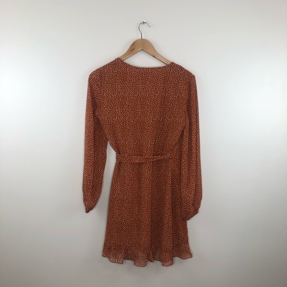 NWT Sugar lips Burnt orange white polka dot wrap dress size xs - Picture 10 of 14